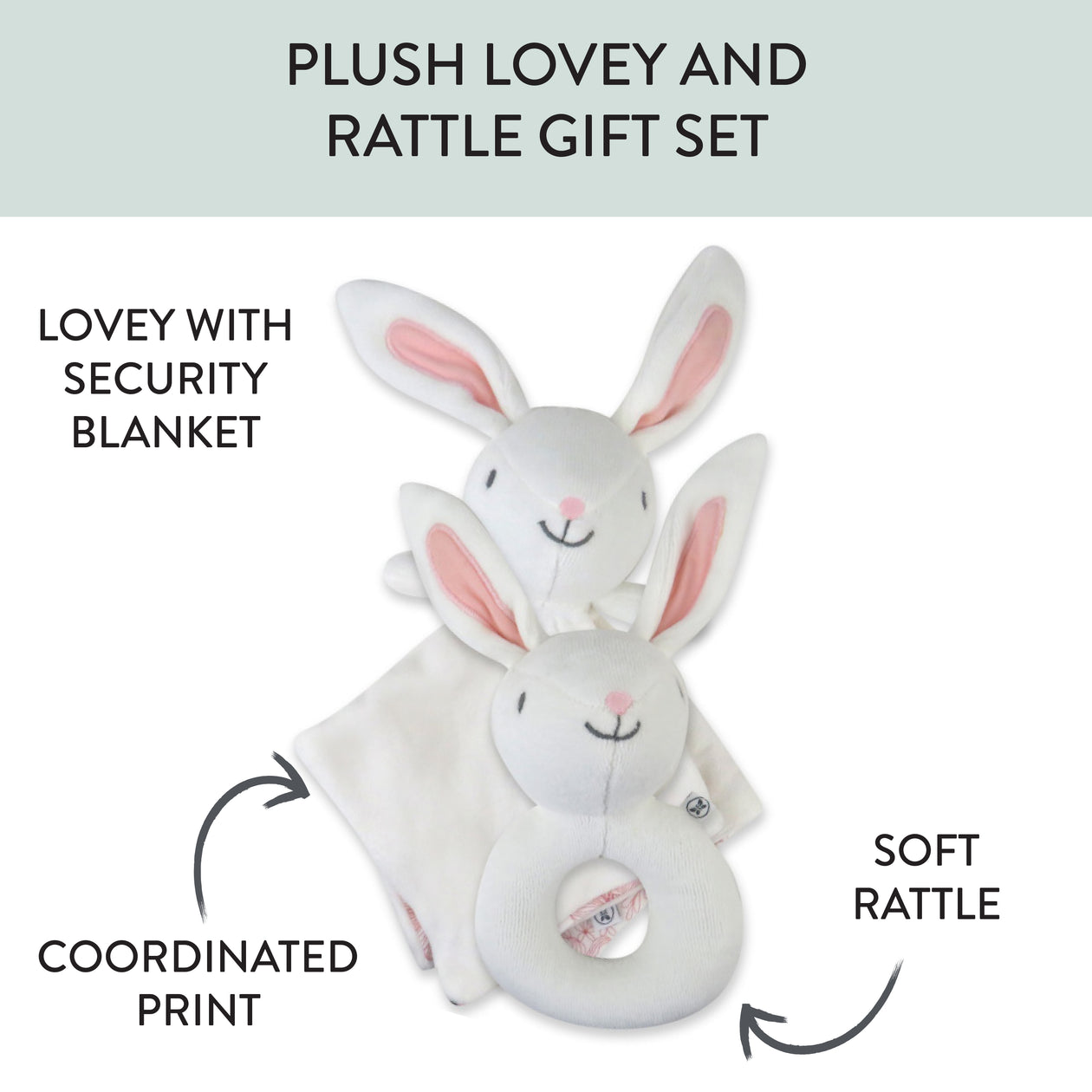Rabbit Lovey and Rattle BUNNY SWEET Gift Set, Rabbit