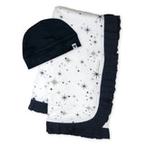 Go to slide 1, 2-Piece Knit Stroller Blanket and Baby Hat, Jumbo Twinkle Star Navy