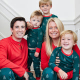 Go to slide 1, Organic Cotton Holiday Matching Family Pajamas, A Pine Holiday