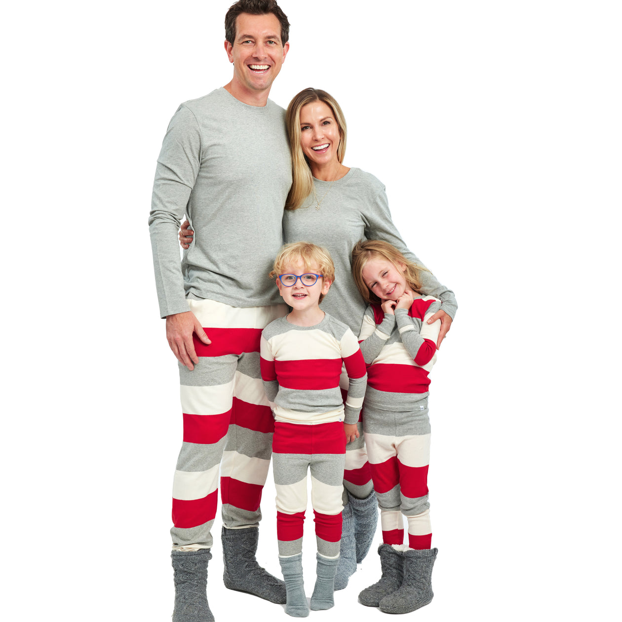 Organic Cotton Holiday Matching Family Pajamas, Bold Stripe Red