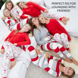 Go to slide 4, Organic Cotton Holiday Matching Family Pajamas, Bold Stripe Red