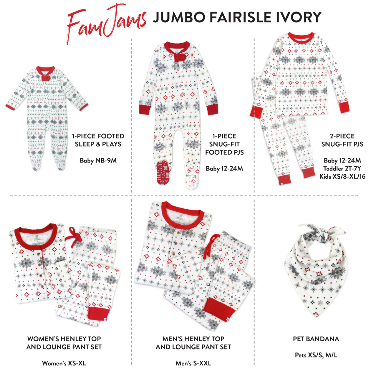 Organic Cotton Holiday Matching Family Pajamas, Jumbo Fair Isle