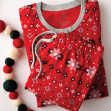 Go to slide 3, Organic Cotton Holiday Matching Family Pajamas, Fair Isle Red