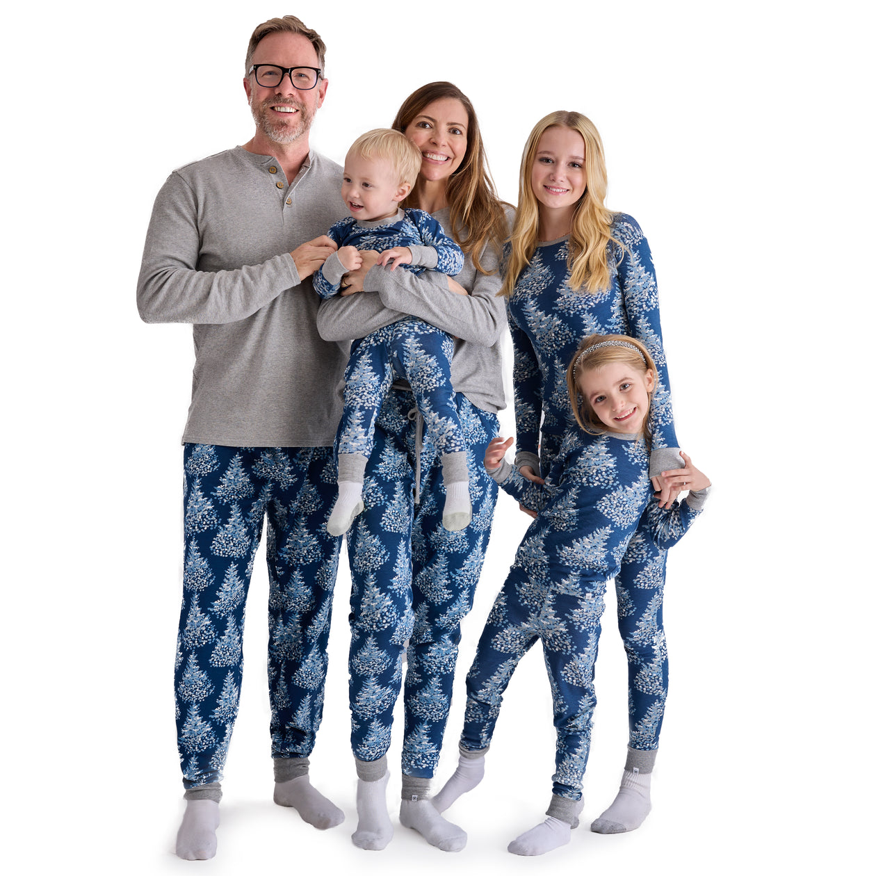 Organic Cotton Holiday Matching Family Pajamas, Blizzard Blue