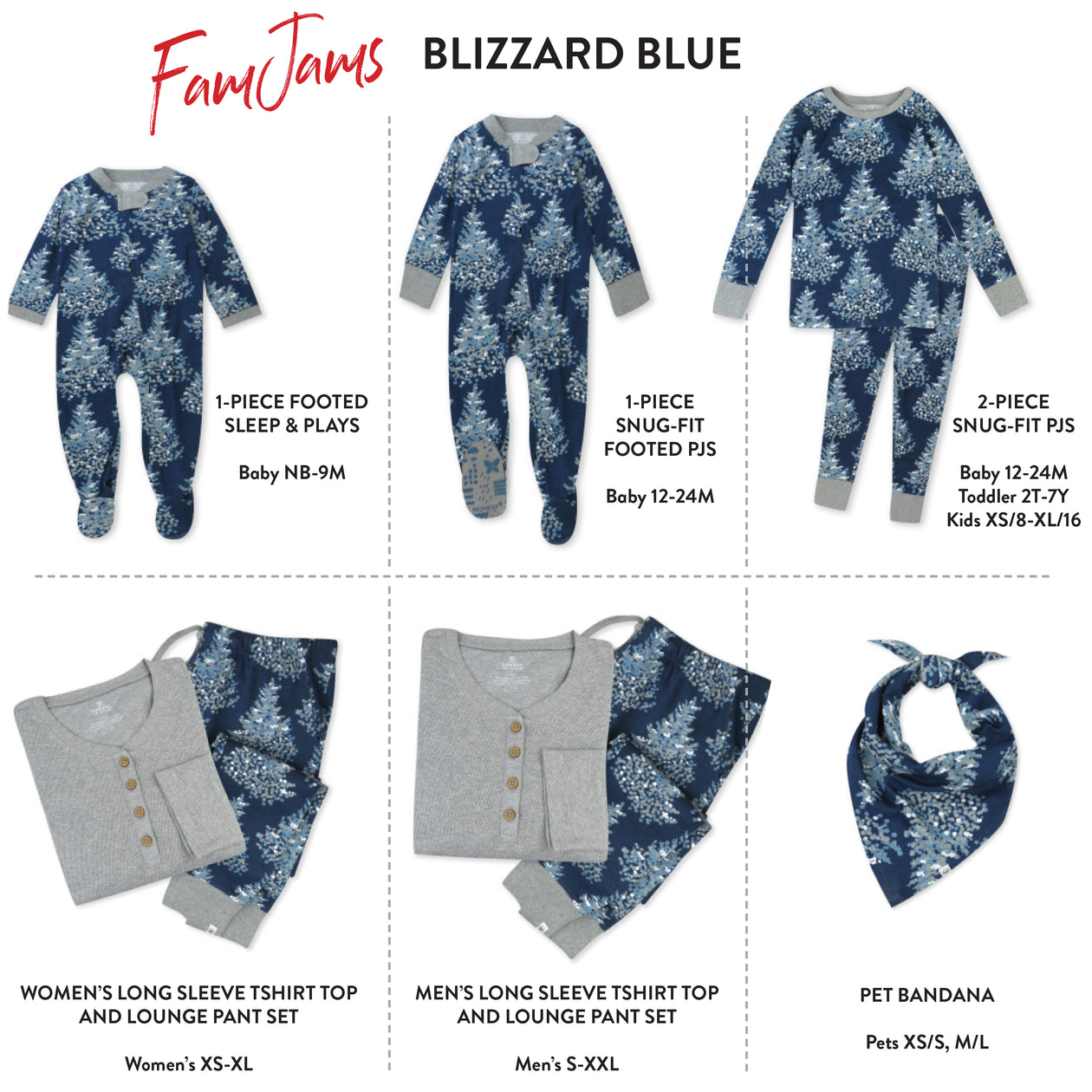 Organic Cotton Holiday Matching Family Pajamas, Blizzard Blue