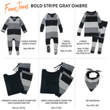 Go to slide 2, Organic Cotton Holiday Matching Family Pajamas, Bold Stripe Gray Ombre
