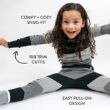 Go to slide 6, Organic Cotton Holiday Matching Family Pajamas, Bold Stripe Gray Ombre