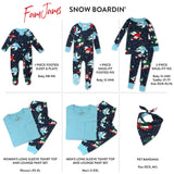 Go to slide 2, Organic Cotton Holiday Matching Family Pajamas,  Snow Boardin