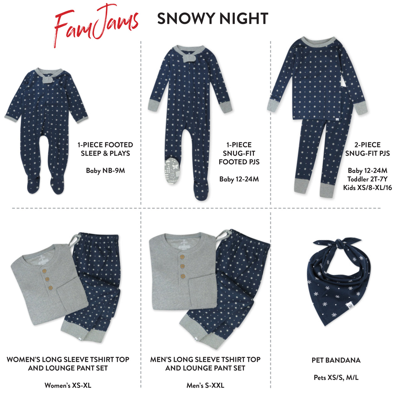 Organic Cotton Holiday Matching Family Pajamas, Snowy Night