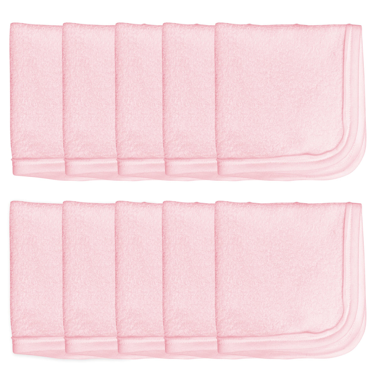 HonestBaby 10-Pack Organic Cotton Baby-Terry Wash Cloths, Rainbow Pinks, One Size
