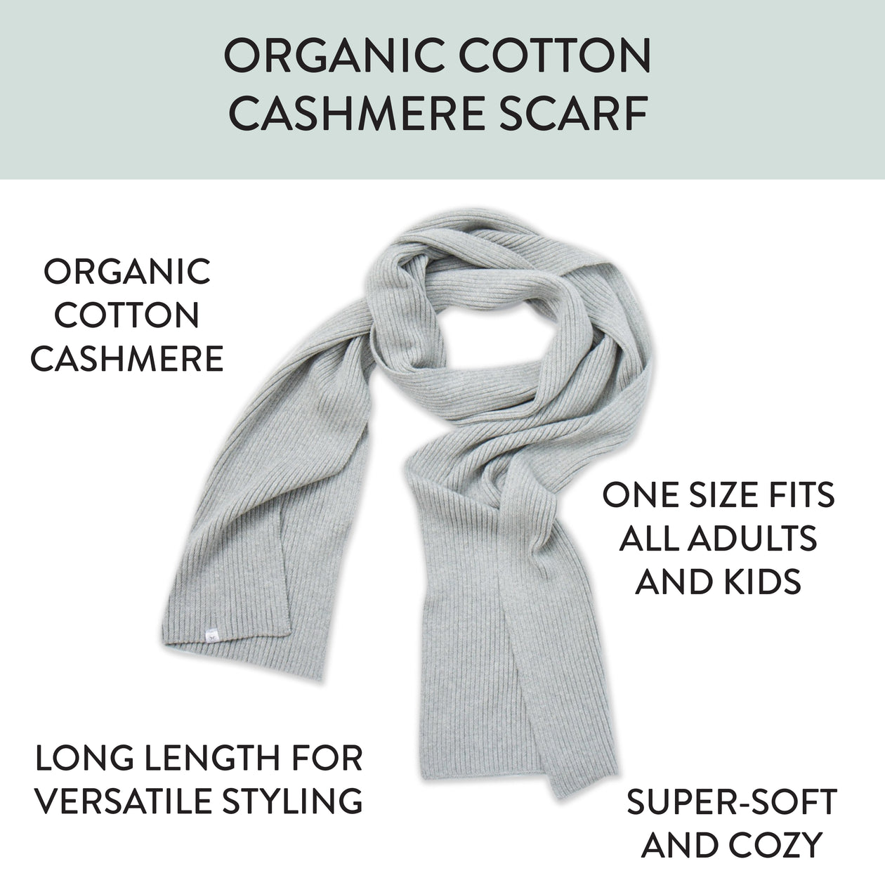 Cashmere Knit Scarf, Light Gray Heather