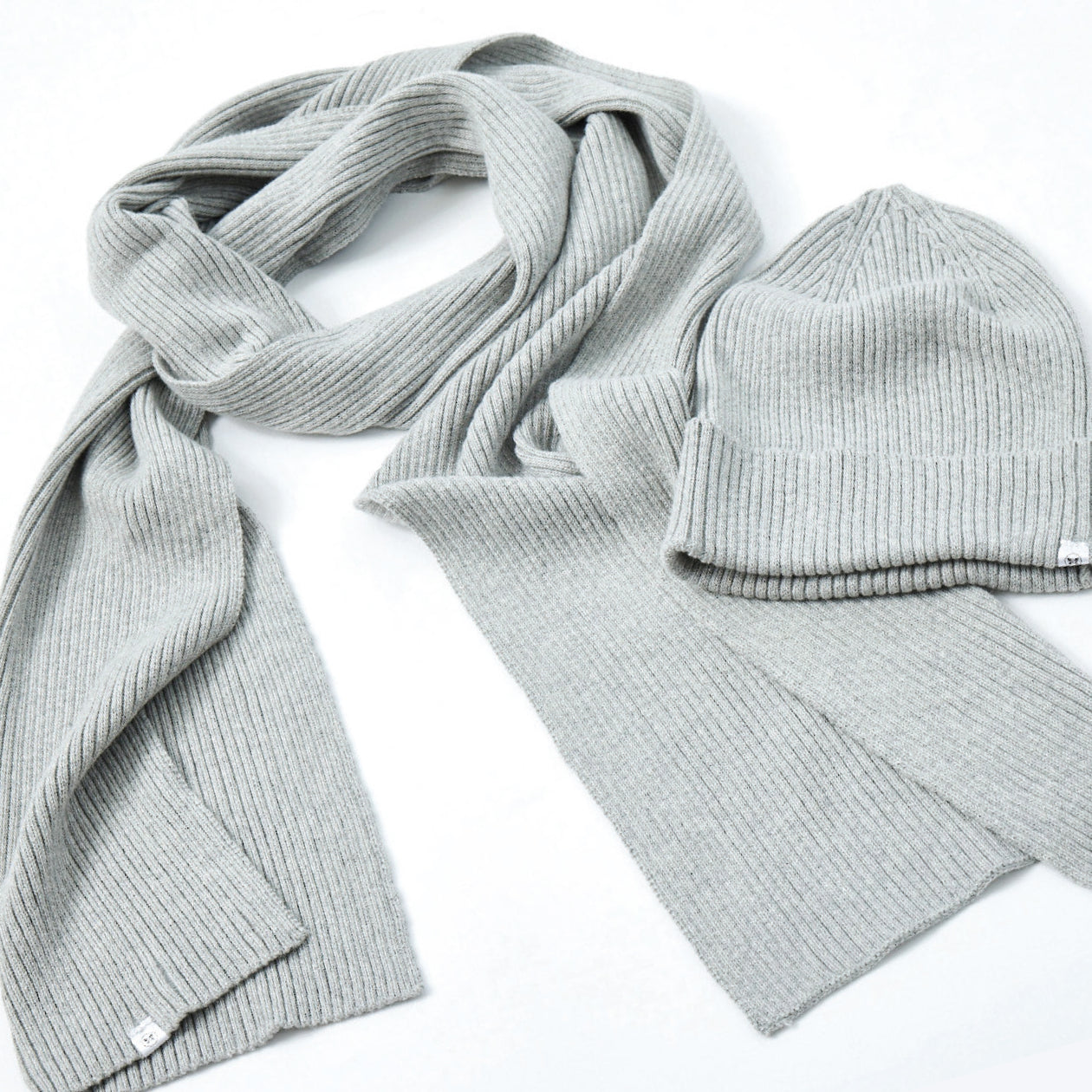 Cashmere Knit Scarf, Light Gray Heather