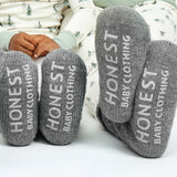 Go to slide 2, Sherpa Lined Cable Slipper Sock, Marled Heather Grey