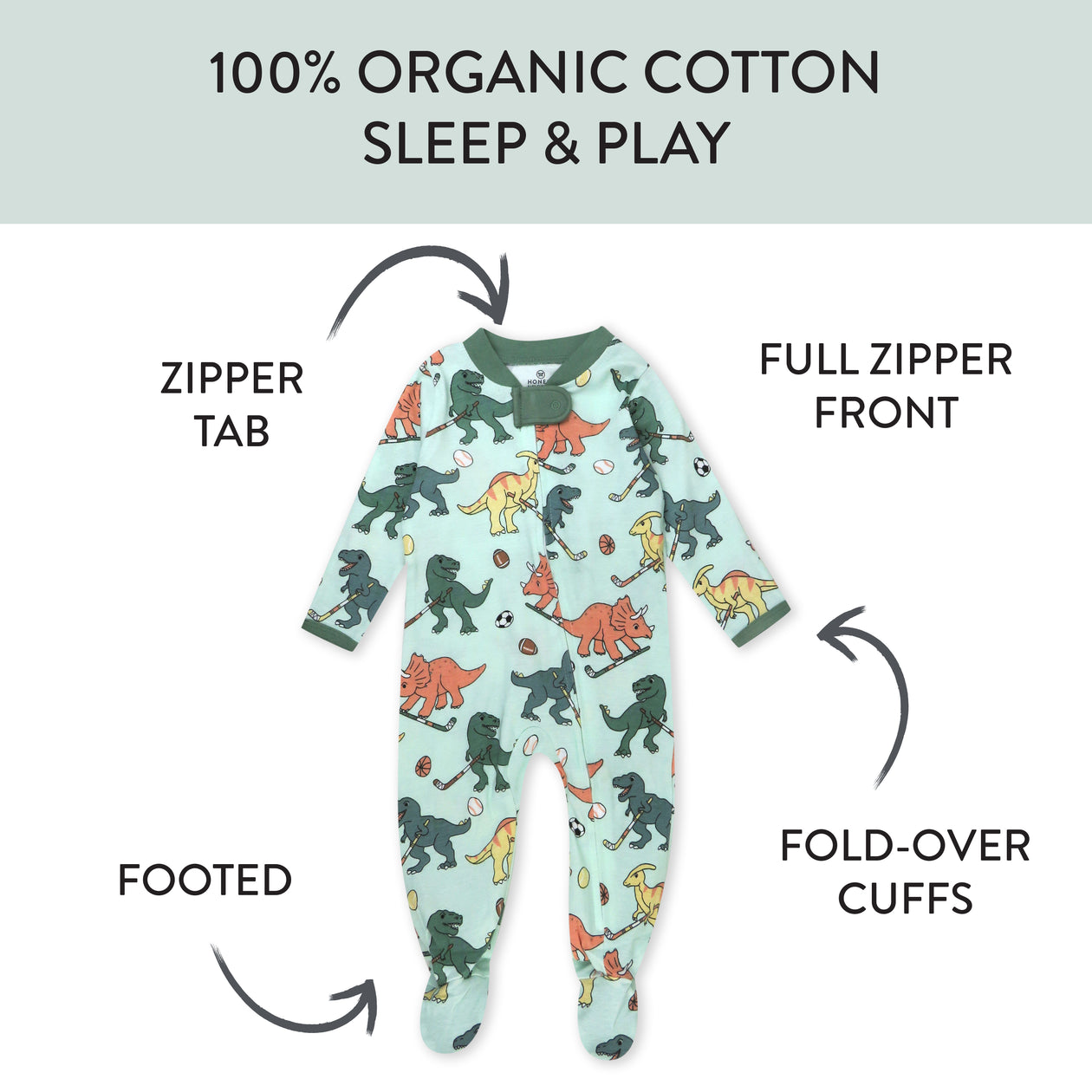 Organic Cotton Celebration Pajamas, Dino Mite Athlete Eggs
