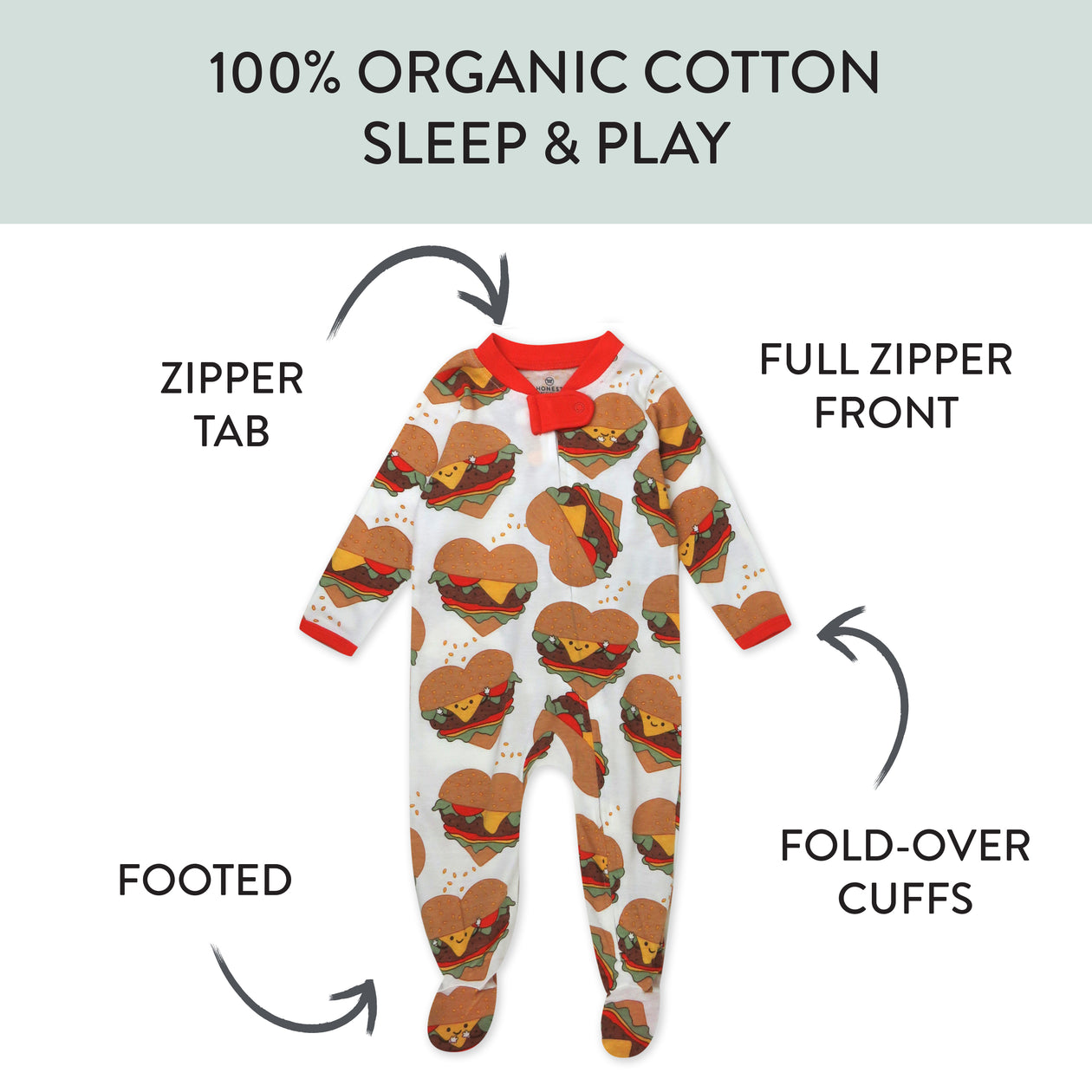 Organic Cotton Fun Foods Pajamas For Babies & Toddlers, Love At First Bite