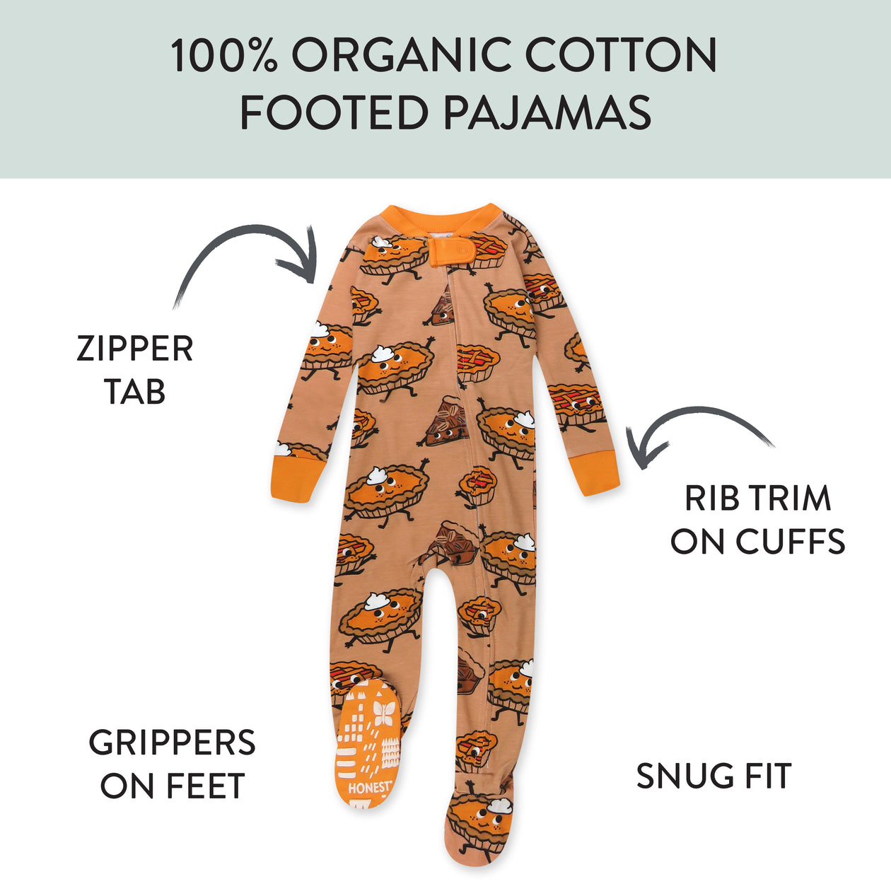 Organic Cotton Fun Foods Pajamas For Babies & Toddlers, Pie Party