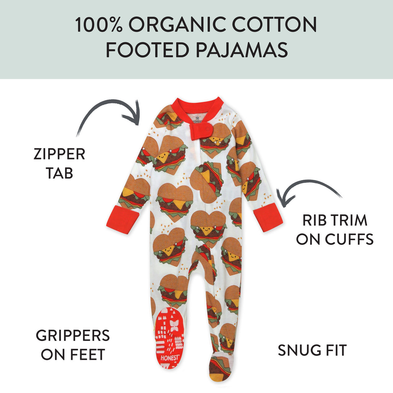 Organic Cotton Fun Foods Pajamas For Babies & Toddlers, Love At First Bite