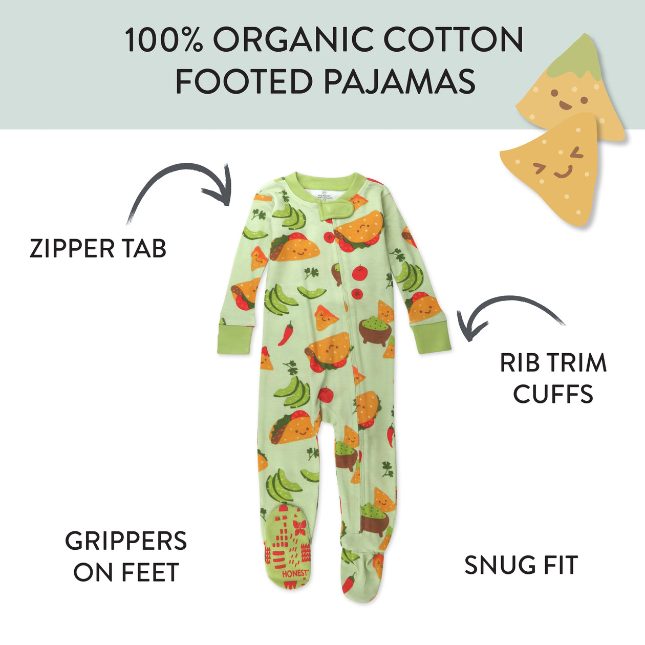 Organic Cotton Fun Foods Pajamas, Taco Time