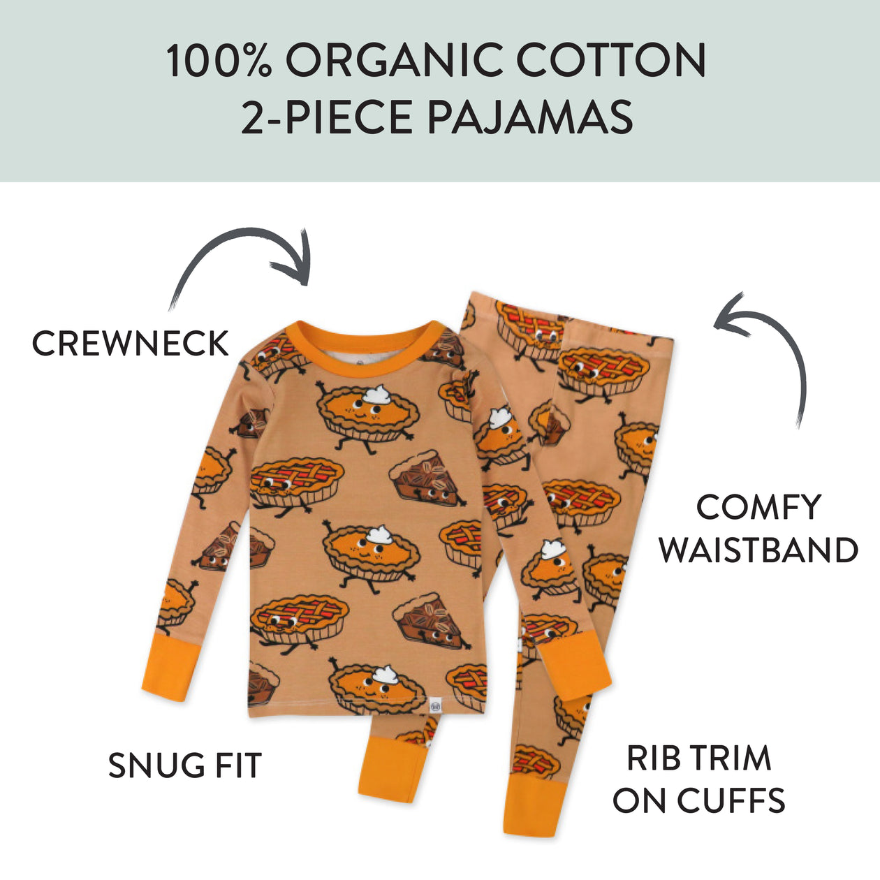 Organic Cotton Fun Foods Pajamas For Babies & Toddlers, Pie Party