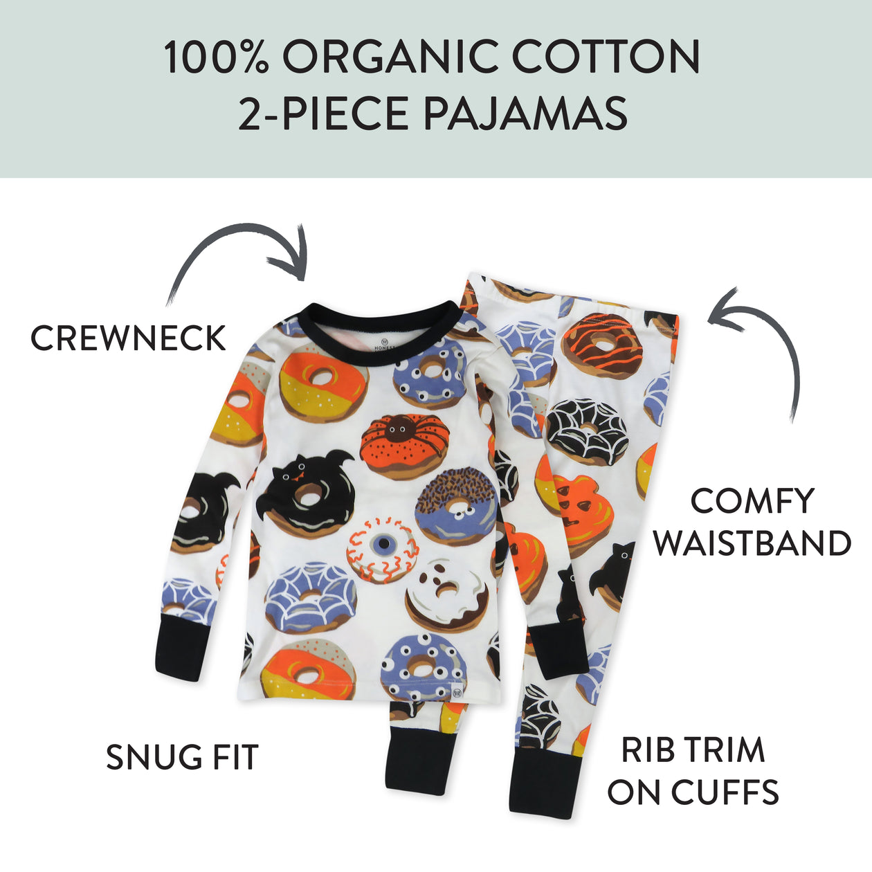 Organic Cotton Fun Foods Pajamas For Babies & Toddlers, Spoo-oo-keey Donuts