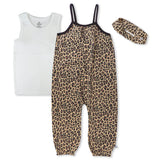 Go to slide 2, Toddler 3-Piece Organic Cotton Strappy Romper, Tank Top, and Headband Set, Cheetah