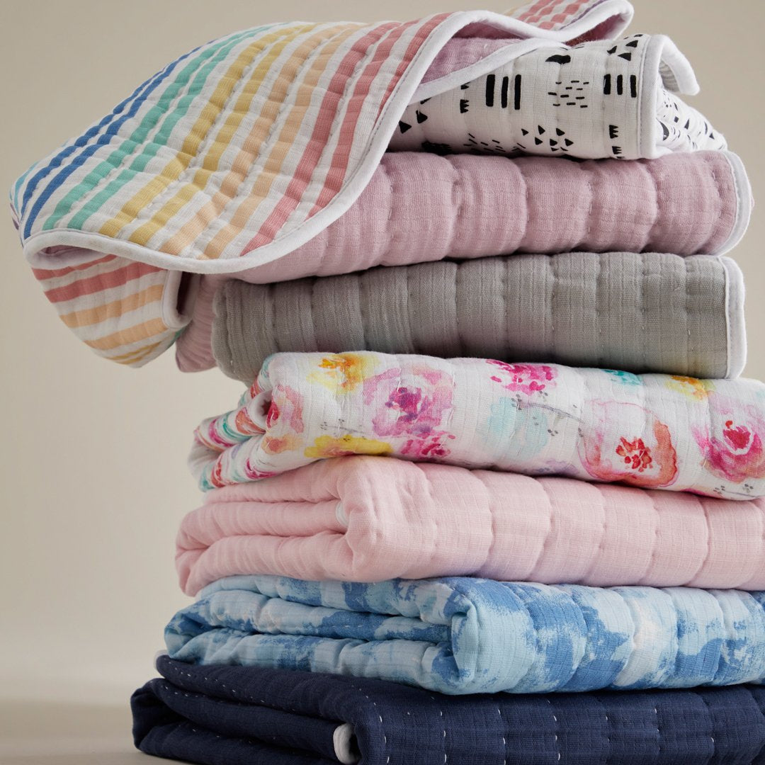Organic Cotton Hand-Quilted Blanket, Rose Blossom