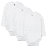 Go to slide 1, 3-Pack Organic Cotton Long Sleeve Side-Snap Kimono Bodysuits, Bright White