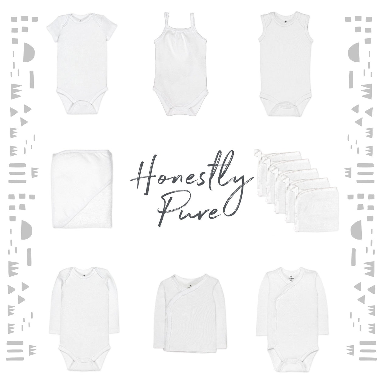 5-Pack Honestly Pure Organic Cotton Short Sleeve Bodysuits, Bright White