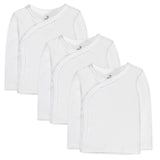 Go to slide 1, 3-Pack Honestly Pure Organic Cotton Long Sleeve Side-Snap Kimono Tops, Bright White