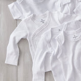 Go to slide 2, 3-Pack Honestly Pure Organic Cotton Long Sleeve Side-Snap Kimono Tops, Bright White