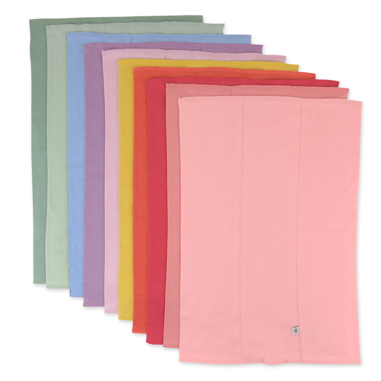 10-Pack Organic Cotton Knit Tri-fold Burp Cloths, Rainbow Pink Gems