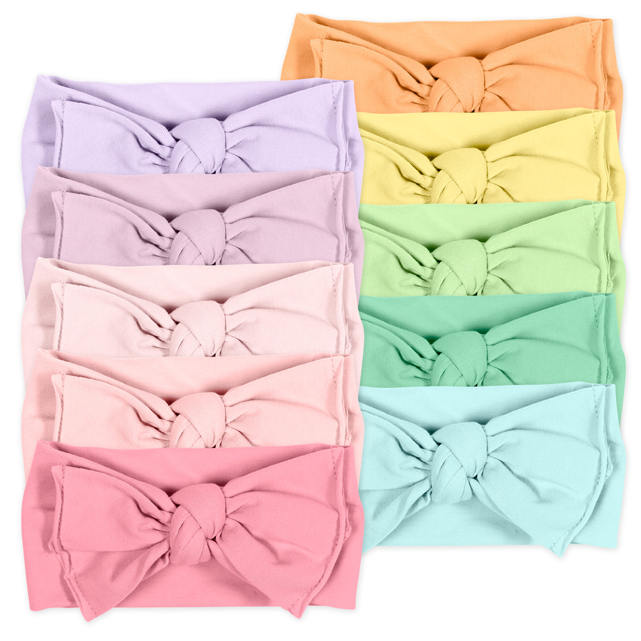 10-Pack Organic Cotton Bow Headbands, Rainbow Pinks