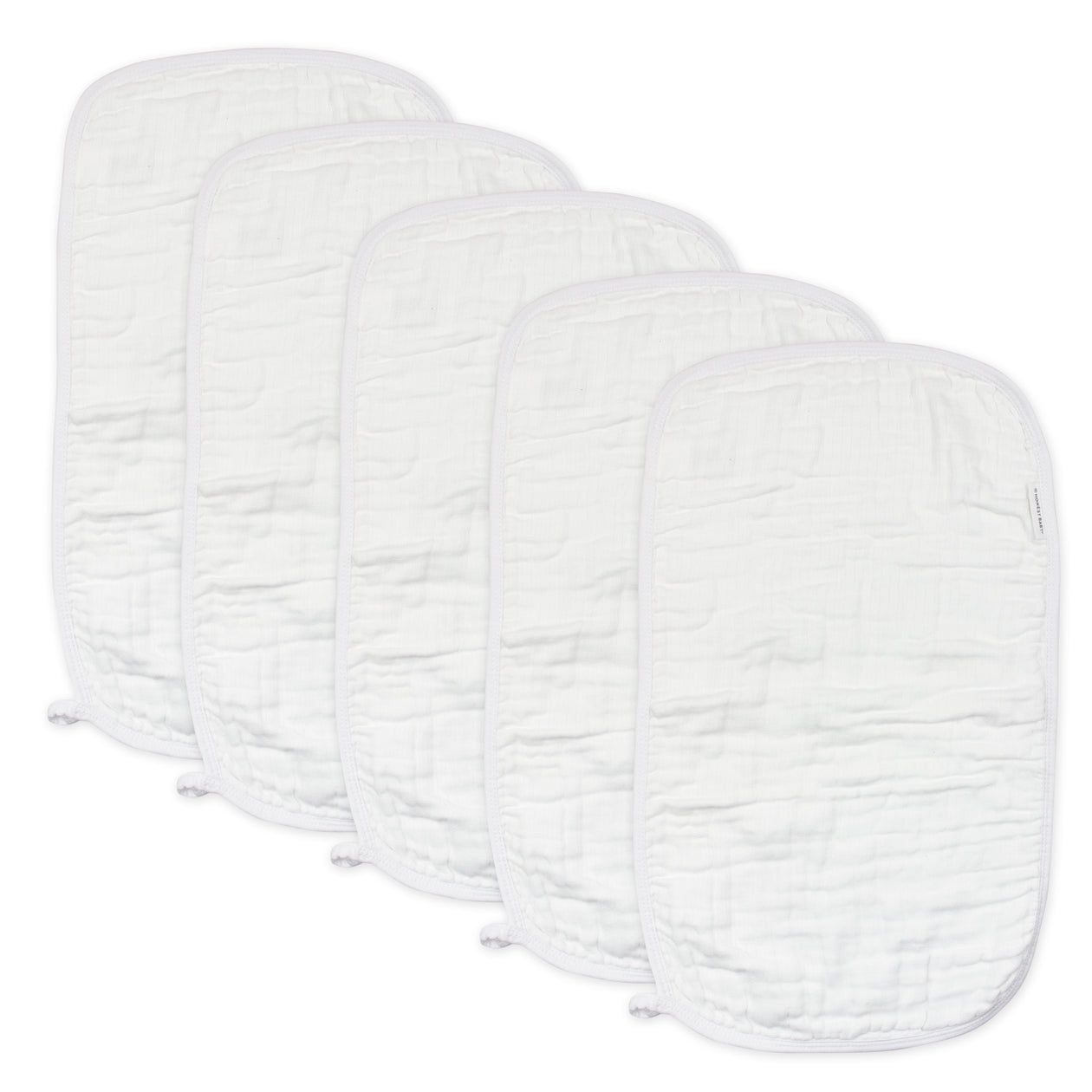 5-Pack Organic Cotton Multi-layer Woven Burp Cloths, Bright White