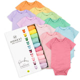 Go to slide 1, 10-Pack Organic Cotton Short Sleeve Bodysuits in a Gift Box, Rainbow Pinks