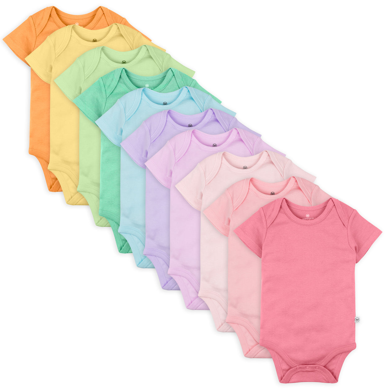 10-Pack Organic Cotton Short Sleeve Bodysuits in a Gift Box, Rainbow Pinks