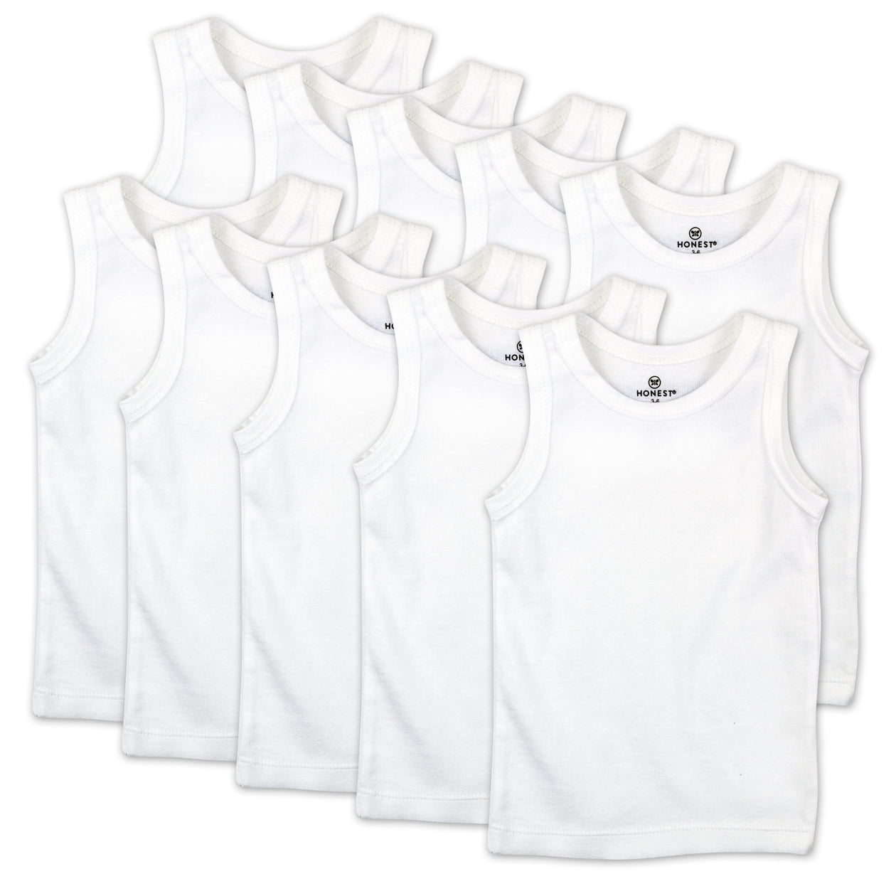 10-Pack Organic Cotton Sleeveless Muscle T-Shirts, Bright White