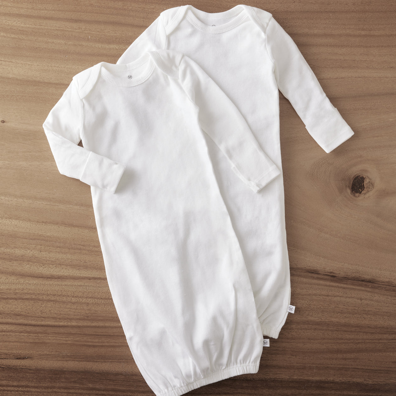 2-Pack Organic Cotton Sleeper Gowns, Bright White Featured
