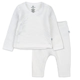 Go to slide 2, 2-Piece Organic Cotton Matelasse Side-Snap Top and Pant Set, Bright White