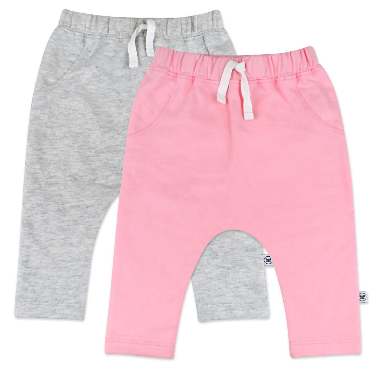 2-Pack Organic Cotton Harem Sweatpants, Gray/Pink