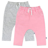 Go to slide 1, 2-Pack Organic Cotton Harem Sweatpants, Gray/Pink