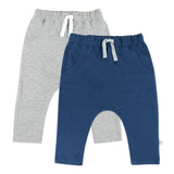 Go to slide 1, 2-Pack Organic Cotton Harem Sweatpants, Navy/Gray