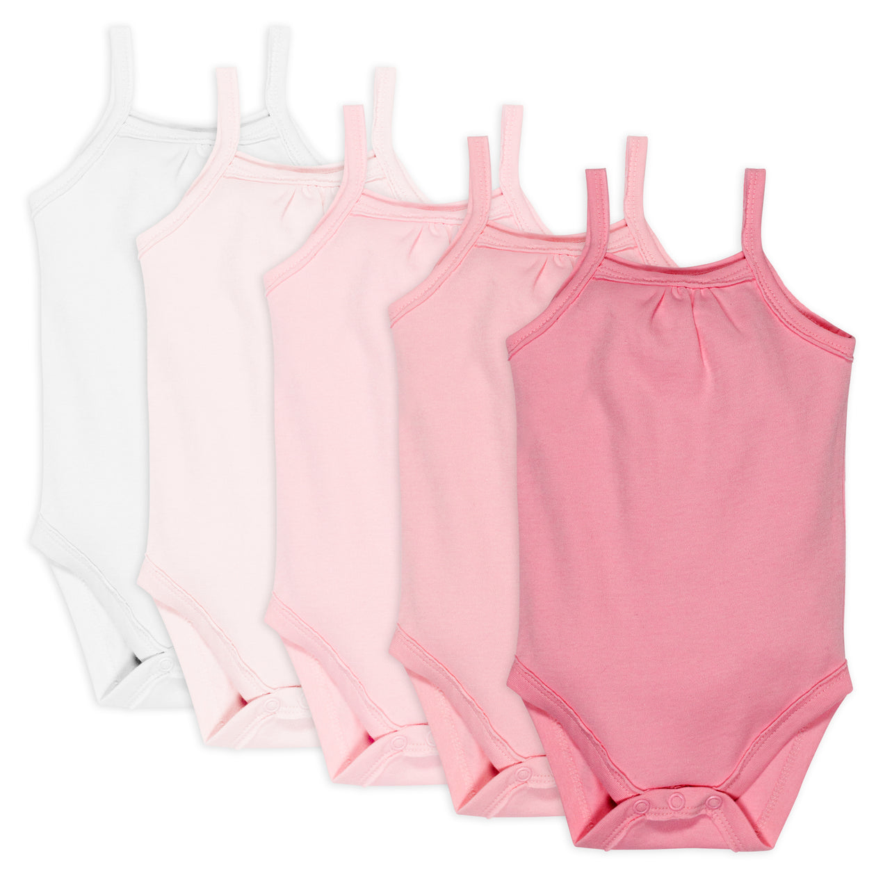 5-Pack Organic Cotton Cami Bodysuits, Pink Ombre
