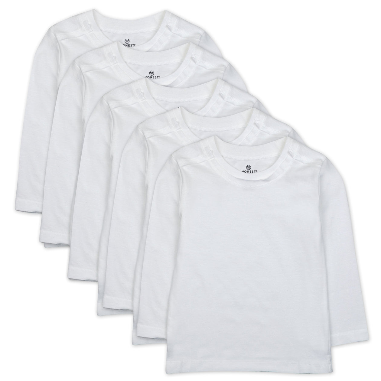 5-Pack Honestly Pure Organic Cotton Long Sleeve T-Shirts, Bright White