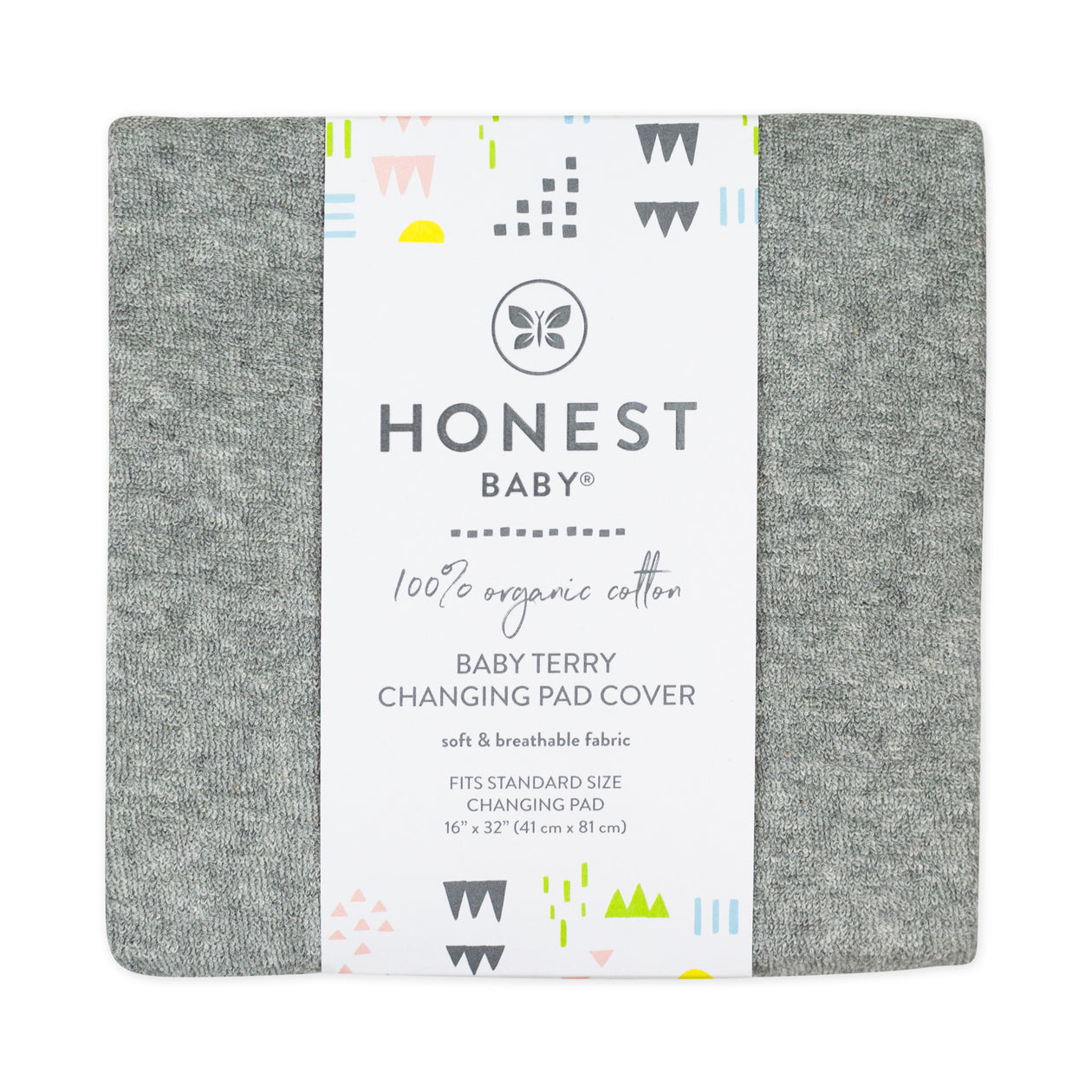 Organic Cotton Baby Terry Changing Pad Cover, Gray Heather