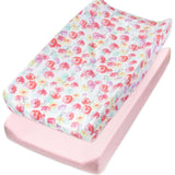Go to slide 1, 2-Pack Organic Cotton Changing Pad Covers, Rose Blossom / Pink