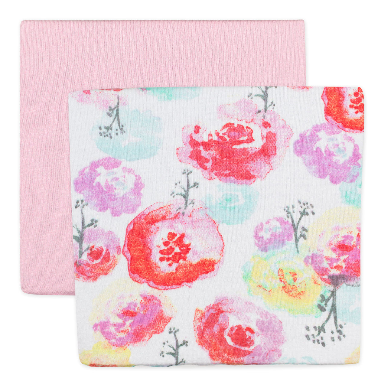 2-Pack Organic Cotton Changing Pad Covers, Rose Blossom / Pink