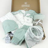 Go to slide 2, WELCOME HOME 12-Piece Organic Cotton Gift Set, Twinkle Star White/Sage