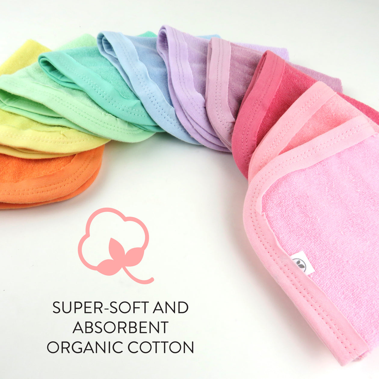 EVERYDAY EASY 10-Pack Organic Cotton Washcloths Gift Set, Rainbow Pinks