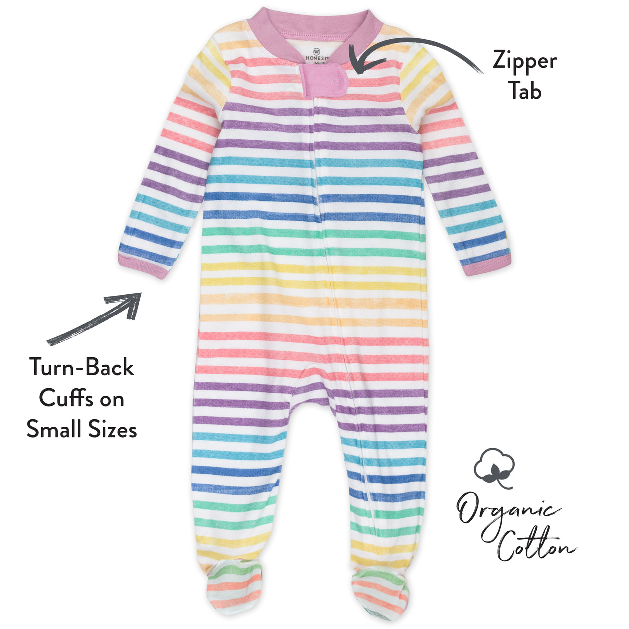 Organic Cotton Sleep & Plays, Rainbow Stripe