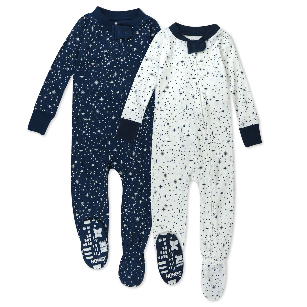 2-Pack Organic Cotton Snug-Fit Footed Pajamas, Twinkle Star Navy
